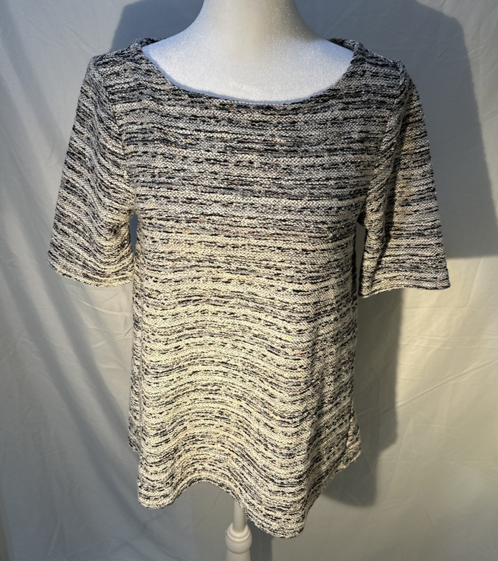 NWT Loft Outlet Oversize Boxy Pullover Gray Multicolor Coarse Knit Top Womens XS